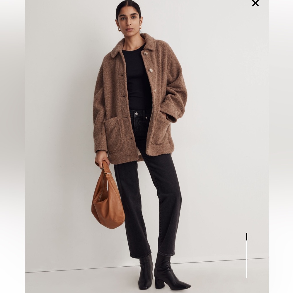 Madewell Teddy Belrose Jacket | Heather Oatmeal Sherpa | Medium